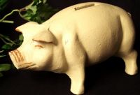 White Pig Cast Iron Bank